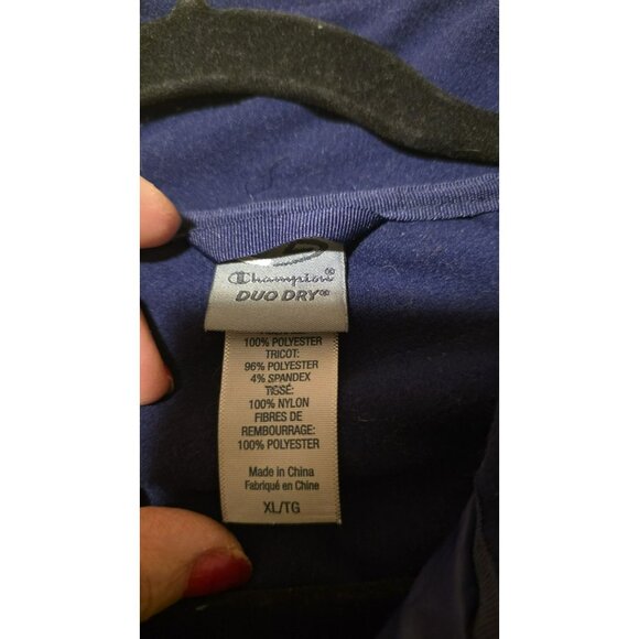 Champion Jacket Quarter Zip Womens Size XL Blue Thumb Holes Duo Dry Camp Hike - Picture 12 of 12